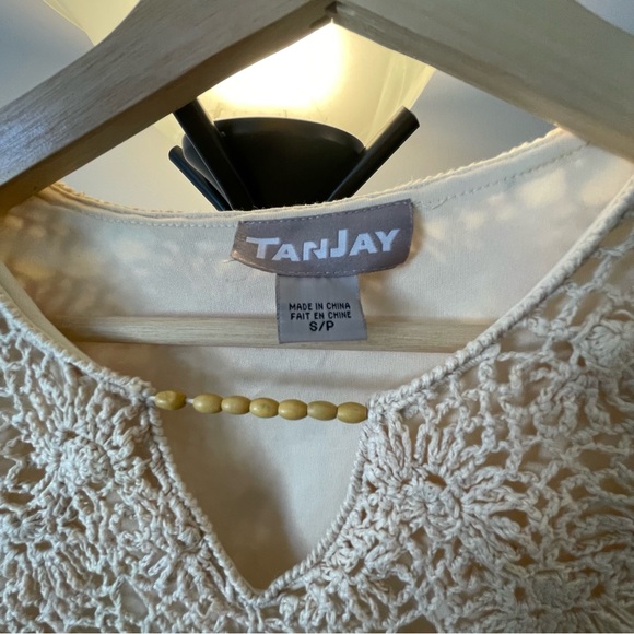 Tan Jay Beige crocheted women’s long sleeves top.size small - Picture 4 of 5